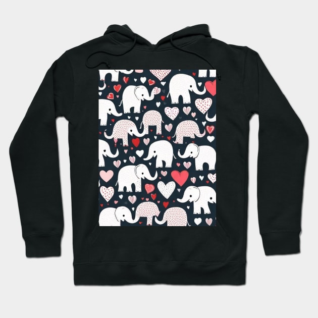 Valentines day gift ideas, elephants and hearts pattern gift ideas Hoodie by WeLoveAnimals